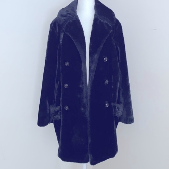Davis of Boston black true vintage fur pea coat